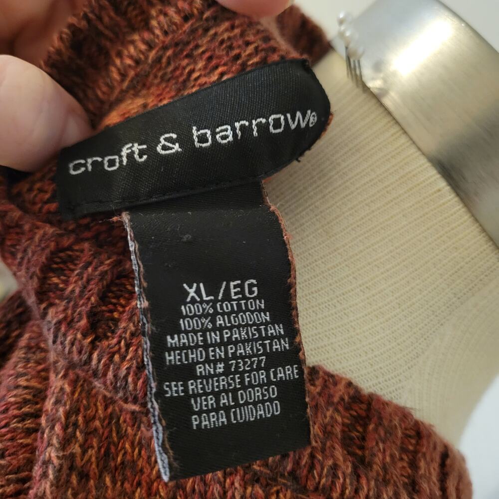 Earth Tone Cotton Woven Sweater Croft and Barrow Women XL Crewneck Pullover 90s - Picture 7 of 7